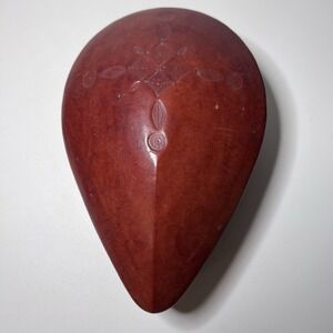 Vintage Handmade Leather Trinket Brown Cross Teardrop Box